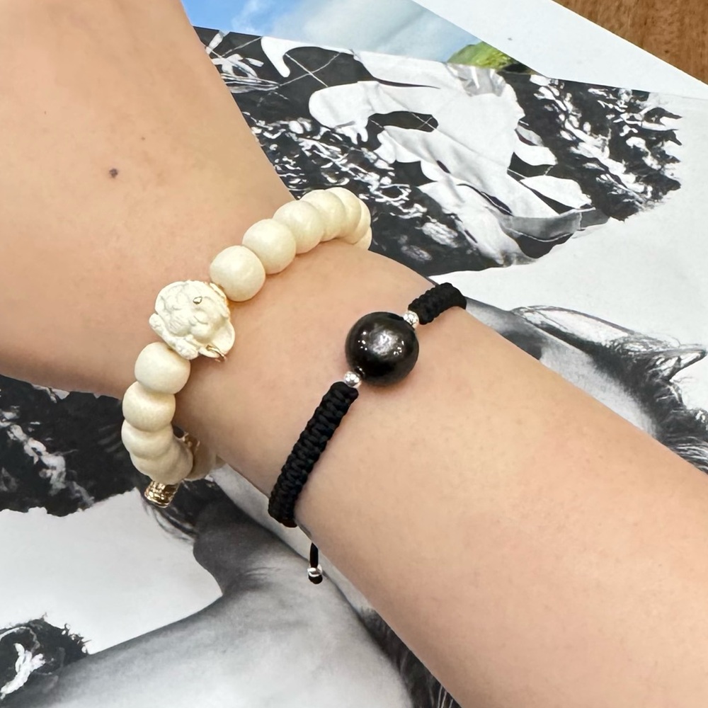 Hypersthene Single Beads String Adjustable Bracel… - image 4